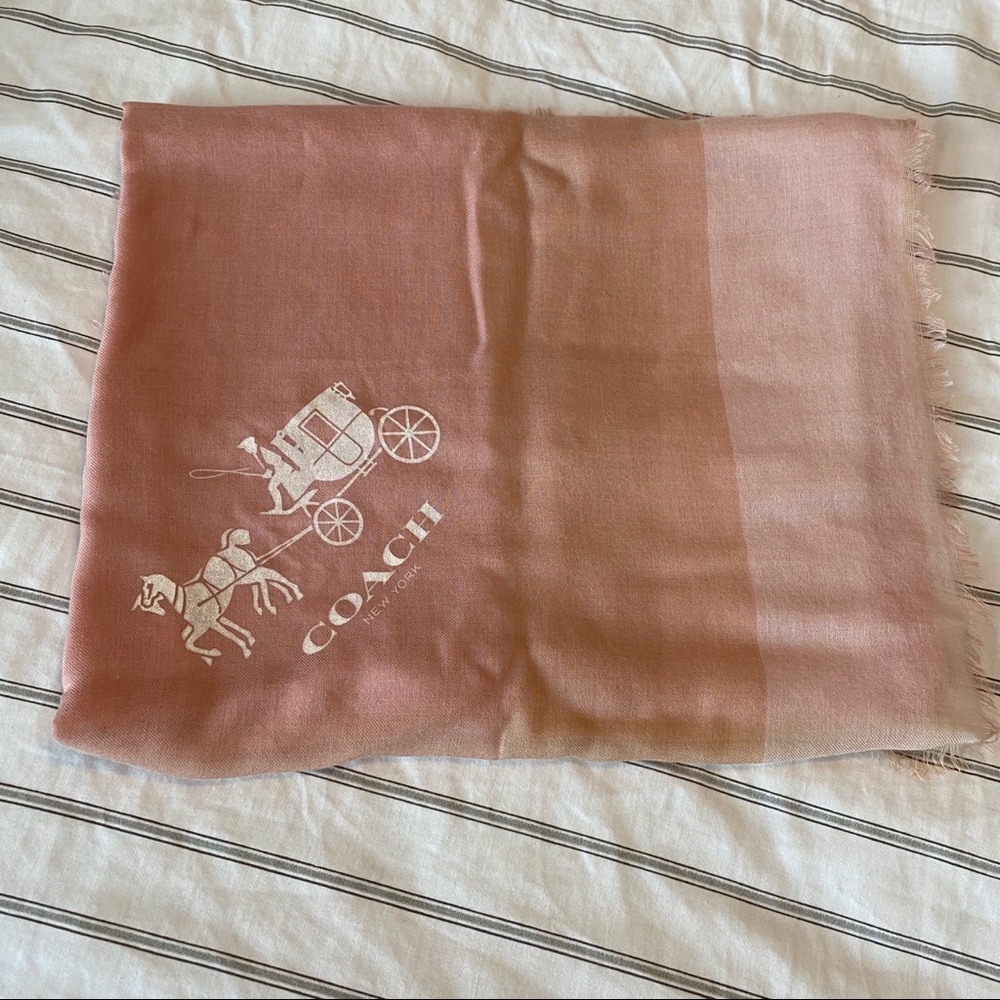 Coach pink and tan scarf - Picture 2 of 4